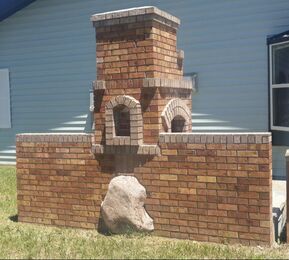 Brick and rock outdoor fireplace, Billings MT