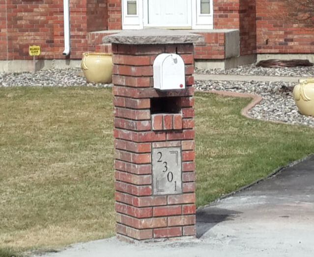 brick mailbox with address stone, Billings MT